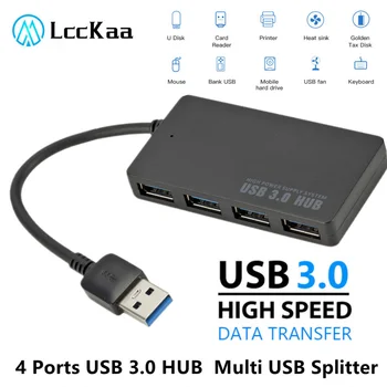 LccKaa USB Хъб 3,0 Адаптер Въртящ се Високоскоростен U Диск на Карти Сплитер 4 Порта USB 3.0 за Компютър PC преносим компютър Mac Mini Аксесоари