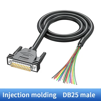 Чист меден кабел DB25 с една глава, запушалка / щекер за свободно от кабели, 25-пинов Позлатени сериен кабел D-SUB25 с двойно екраниран