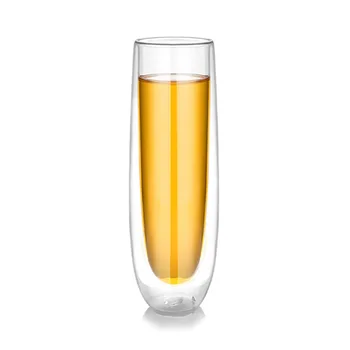 Висока боросиликатная двойна стъклена чаша за шампанско, с двойна стъклена чаша, директно идва домакински кафеена чаша за напитки с сок