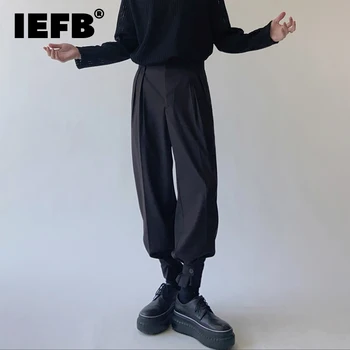 IEFB 2023 Есенни Нови Панталони Мъжки прави Панталони Свободно Намаляване на Корейската Мода Широки Ежедневни Елегантни Панталони Tide Черен Костюм 9D0336