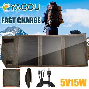 YAGOU 5V2.5A Къмпинг Слънчеви Панел за Бързо Зареждане на Чантата е Водоустойчива Плюс Размер Външно Зарядно Устройство за Мобилен Телефон Power Bank Туризъм 3/4 пъти