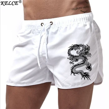 Летни Мъжки Горещи Къси Панталони С Принтом Китайски Дракон, Мъжки Дишащи Шорти За Почивка, Плажни Панталони За Джогинг Панталони За Каране На Сърф