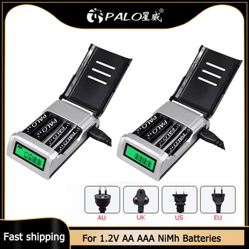 LCD дисплей PALO с 4 Слота, Умно Интелигентно Зарядно Устройство За 1,2 В AA/AAA NiCd NiMH Акумулаторна Батерия, бързо зареждане