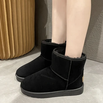 Дамски дизайнерски зимни обувки, Ново постъпването на Зимата 2022 година, класически Модерен Ботильоны от естествена кожа, Големи Размери 44, Дамски обувки на платформа