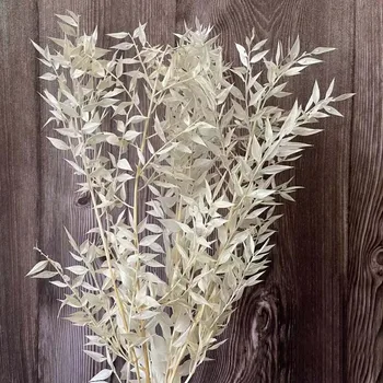 Около 35 гр/30 ~ 45 cm, Декоративни сухи цветя, Букет От Листата на Рускуса, Щастливо Бамбуковое Цвете за Декорация със собствените си ръце, За дома, Сватба