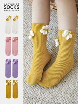 Терлици, ръчно изработени с по-голямата част се прави извод за момичета, Есента Нови Сладки Чорапи със средна дължина, Детски Ластични Чорапи Дишащи