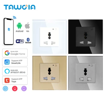 TAWOIA богат на функции Wifi Стенни Гнездо В Кристал стъкло Рамка Изход Електрически Контакт Работата С Алекса Sasha Google Home Yandex
