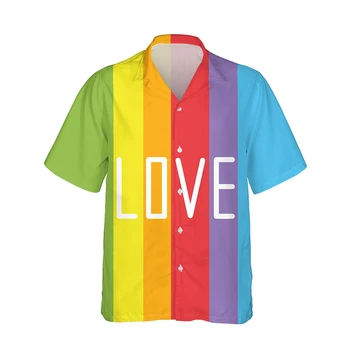 Jumeast 3d Гордостта на ЛГБТ Гей Любов Хавайска Риза С Принтом Мъжки Дъгова Любов-това е Любовта Ризи с Къс Ръкав на Мъжка Мода Свободна Градинска Облекло