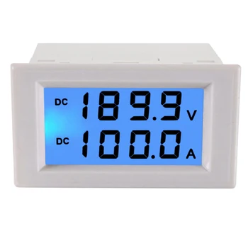 LCD дисплей за измерване на постоянно напрежение и ток, волтметър амперметър на обхват на постоянен ток 0-199,9 0-100A Синя подсветка DC 3 ~ 40 Влизане без шунт