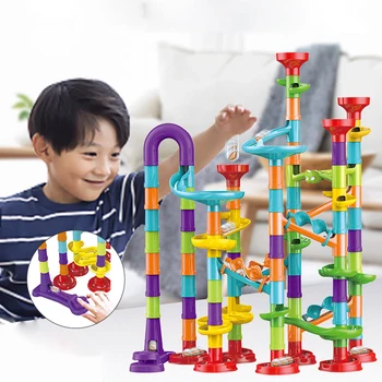 Направи си САМ Изграждане на Мрамор Бягане на Състезателна Писта градивните елементи на Децата 3D Лабиринт Топката Roll Играчки детски Коледен Подарък 45/93/113/142 бр./компл.