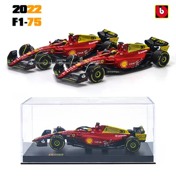 Bburago 1:43 F1 2022 Ferrari F1-75 75-годишнина Giallo Модена 16 # Leclerc 55 #Sainz Легкосплавный автомобил Molded модел на Кола Играчка