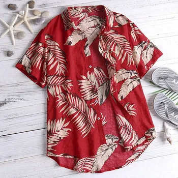 Нов Стил Хавай Мъжки Ризи С Копчета 2020 Топ С Къс Ръкав Ежедневни Тениска Тънка Ежедневни Облекла С Принтом Ризи
