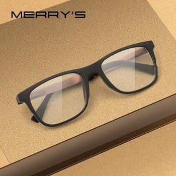 MERRYS ДИЗАЙН Мъжки Квадратни Очила Мъжка Мода Късогледство Предписани Очила TR90 Дограма От Титанова Сплав Крака S2033