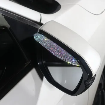 Автомобилно Огледало за Обратно виждане Дъжд Вежди Планински Кристал, Кристални Украшения Авто Дъжд Щит Капак Протектор с Диаманти Bling Декор