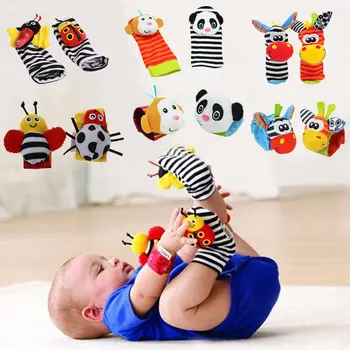 Играчки за деца От 0 до 12 Месеца, Плюшени Играчки, Бебешки Дрънкалки, Чорапи, Звукова Дрънкалка на Китката, Играчки За бебета, Произвеждащи Звуци, Играчки-Дрънкалки За Бебета