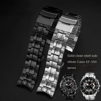 За Casio EF-550D/PB EF-523 Red Bull Лимитирана Серия Дугообразный устата твърда Гривна от неръждаема стомана, Каишка за часовника 22 мм мъжки каишка за часовник