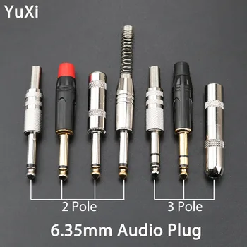 Yuxi 6,35 мм, 2 Полюса 3 Полюса Моно Аудио Щекер 6,35/6,5 Метален Конектор за Микрофон конектор Аудио Конектор за KTV Китара микрофон