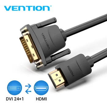 Vention HDMI към DVI Кабел 1 m, 2 m, 3 m, 5 m DVI-D 24 + 1 Пин Поддръжка на 1080P 3D Високоскоростен HDMI Кабел за LCD на DVD и HDTV XBOX Проектор PS3