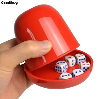 Пластмасов комплект чаши за игра на зарове за покер с една тава / с капак 6 кубчета, Встряхивающая Чаша, Настолна Игра за Хазарта, кутия за игра на зарове, изработени по поръчка ЛОГО и цвят