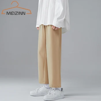 Мъжки Ежедневни Широки Панталони цвят каки 2022, Лятна Градинска Дрехи, Корейски, Панталони, Мъжки Модни Y2K, Удобни Преки Свободни Панталони, Мъжки