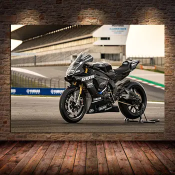 Щампи и Плакати Yamahas YZF R1 GYTR performance черен спортен мотор, Стенни Картина на Платно Картина за вашия интериор на Хола, Без Рамка