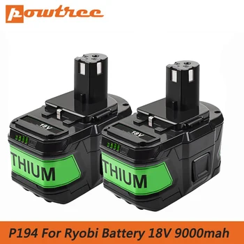 Powtree P108 Сменяеми батерии за Ryobi 18-Волтов ONE + литиево-йонна 9,0 Ah ЛИТИЕВО + HP Батерията с голям капацитет - P194 в опаковка