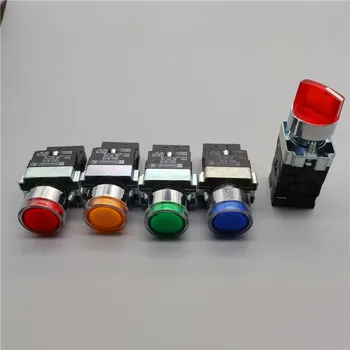 22 мм самоустанавливающийся xb2-bw3361 zb2-be101c през цялата механичен бутон превключвател с led лампа 24 В/220 v/380 В червено, зелено, жълто, синьо
