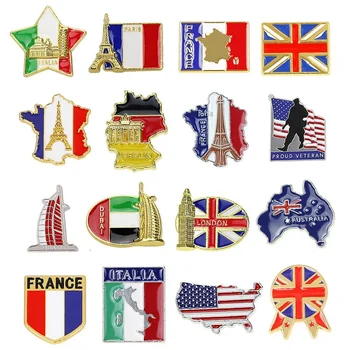 Италия Германия Карта Емайлирана Игла Дубай Британски Известните Икони от Строителния Сплав Американската Австралия Туристически Сувенир, Брошка за Приятели