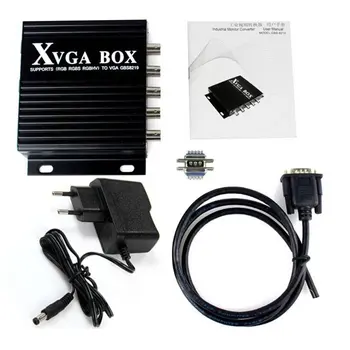 XVGA Скоростна RGB RGBS RGBHV MDA CGA EGA в Промишлени Монитор VGA Конвертор Видео с Адаптер на Захранване US Plug Черен НОВ Цифров