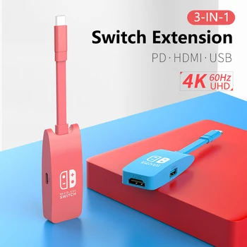 Преминете Зарядно устройство за телевизора, за да Nintendo Преминете oled HUB аксесоари Зарядно устройство USB Type C C към HDMI-съвместим Macbook Air Pro M1