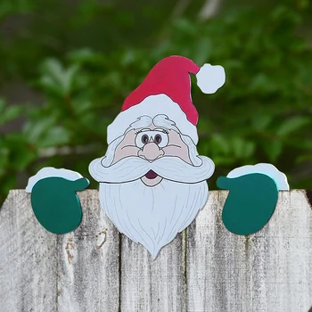 Забавен Дядо Коледа Ограда Заглядывающий Коледен Животински Елен Очарователни Бижута Висулка за Украса на Празник На Открито По Повод