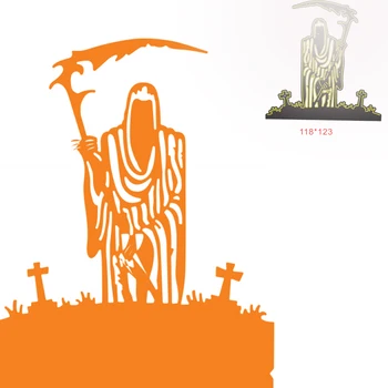 Хелоуин Мрачен Reaper Гробище Метални Режещи Удари Шаблони За DIY Декоративно Щамповане на Ръчно изработени Шаблона на Печата 2021 Нова