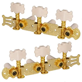 Комплект Бели Цветя Златни копчета Струнни Тунери Клечки Ключове Двигатели Глави За Класическа Китара, Аксесоари, резервни Части