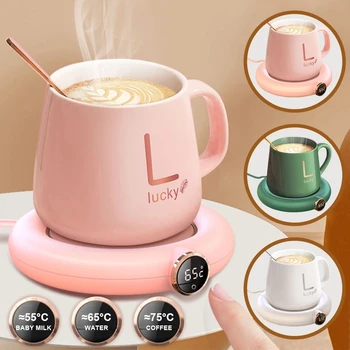 Чаша нагревател USB чаша топло чайник, котлон, топъл, пързалки, 3 зъбни колела led дисплей отопление Купа Pad нагреватели за кафе и чай с мляко