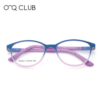 O-Q CLUB Детски рамки за очила Сладки Гъвкави Кръгли очила за късогледство рецепта TR90 Силиконови Очила за момчета T2702-1