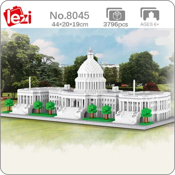 Lezi 8045 Световната Архитектура Капитолия на Конгреса на САЩ Сграда на Мини Диамантени Блокове Тухли Строителна Играчка за Деца без Кутия
