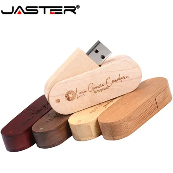 Промоция JASTER творчески дървена въртяща usb флаш памет 4 GB/8 GB/16 GB/32 GB/64 GB USB 2.0 Външен диск (безплатно лого на резервация)