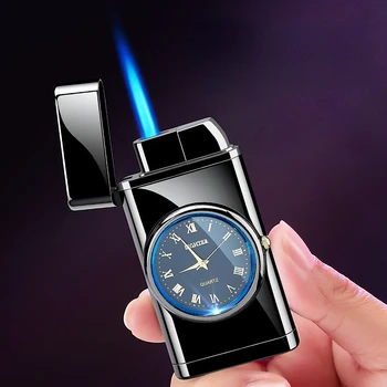 Часовници Директен Удар Газови Запалки Истински Циферблат Синя Светлина Богат На Функции Запалка Индивидуалност