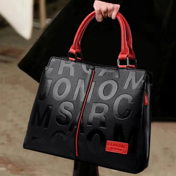 Дамски Качествени Кожени Чанти през Рамо с Надпис за Жени 2022, Луксозни Чанти, Дамски Чанти, Дизайнерски Модни Голяма Чанта Голям-Тоут