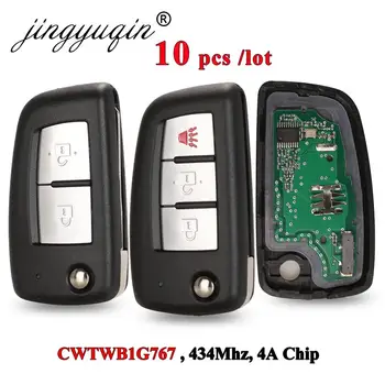 jingyuqin 10 бр. 433 Mhz 4A PCF7952E Флип Дистанционно Ключ За Nissan Qashqai J11 Pulsar C13 Juke F15 X-Trail T32 Micra CWTWB1G767 2/3BT