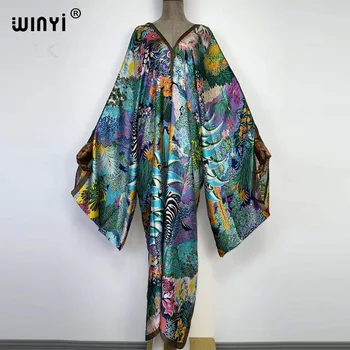 Африка по-Големи Размери на Летен моден принт 2022 WINYI Кафтан халат дълъг женски Макси дамски халати дълги плажни Богемное рокля с V-образно деколте