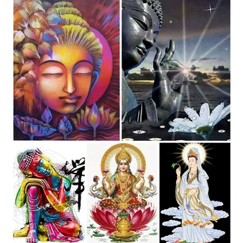 Направи си САМ 5D Диамантена Картина на Буда Изкуството на Кръстат Бод Комплект Будистки Благословия Пълна Тренировка Бродерия Мозайка Художествена Икона Начало Декор Подарък