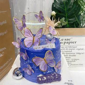 10шт Пайети Пеперуда Торта Топперы Purple Pink Butterfly Торта Декорация Карти за Сватбата на Принцеса Момиче Рожден Ден Декор