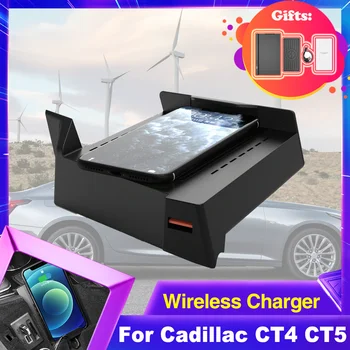 15 Вата Автомобили Безжично зарядно устройство ще захранване на Таблото За Cadillac CT4 CT5 2020 2021 2022 Притежателя на Телефона, Бързо Зарядно Устройство Плоча Панел Тава iPhone Аксесоари