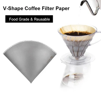Кафе Хартиен Филтър за кафе от неръждаема Стомана за Капкова Кафе машина, Многократно Притежателя на Метален Филтър за кафе, V60 и Окачен на Ухото Стил