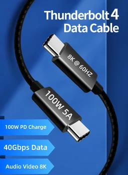 USB-IF Thunderbolt Кабел 4 Предаване на данни Thunderbolt 40 GB Зареждане капацитет от 100 Watt Съвместим с Thunderbolt кабел 3 USB4