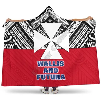 Уолис и Футуна Одеало с Качулка Полинезийски Дизайн на 3D печат Носимое Одеяло Пораснали Деца, Различни Видове Одеала с Качулка