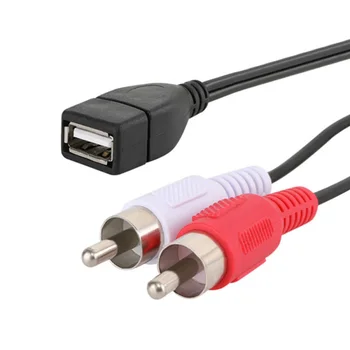 Нов прием на 1,5 метра/5 фута USB, Изход за 2 щепсела RCA Аудио Видео удължителен кабел с Аудио Адаптер Аудио