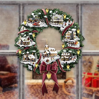 Коледно Дърво Въртящата Скулптура Влак Дядо Паста Етикети За Прозорци, Зимни Декорации За Дома Навидад Noel 2021 Коледната Украса