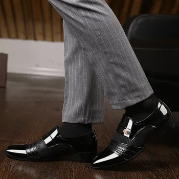 Модерен мъжки модел обувки без закопчалка, мъжки oxfords, Модни мъжки обувки в бизнес стил, Новост 2020 г., Класически кожени мъжки Костюми, Обувки